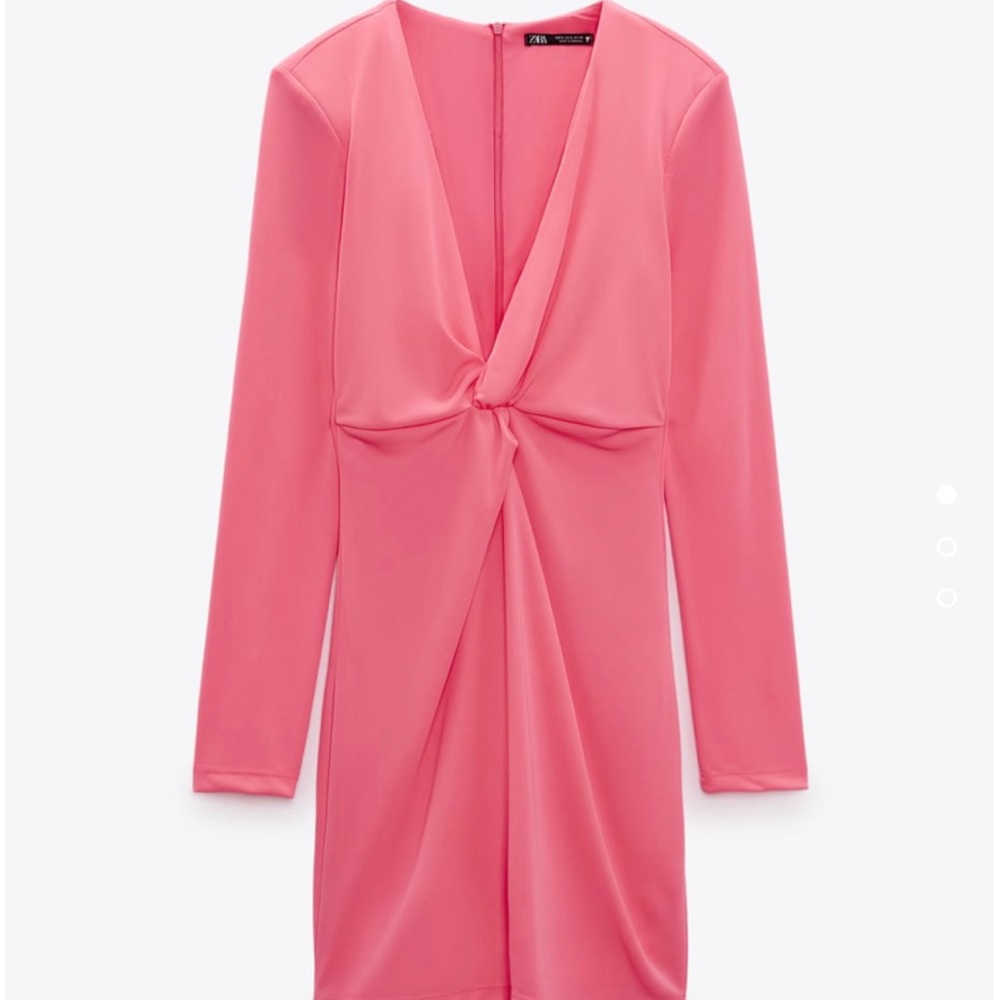 Neon pink Zara mini dress with knot in front